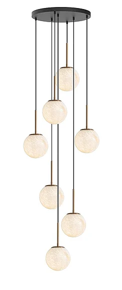 Vinci Lighting Pearl Chandelier in Aged Brass Body with Matt Black Canopy C77707-AB/BK