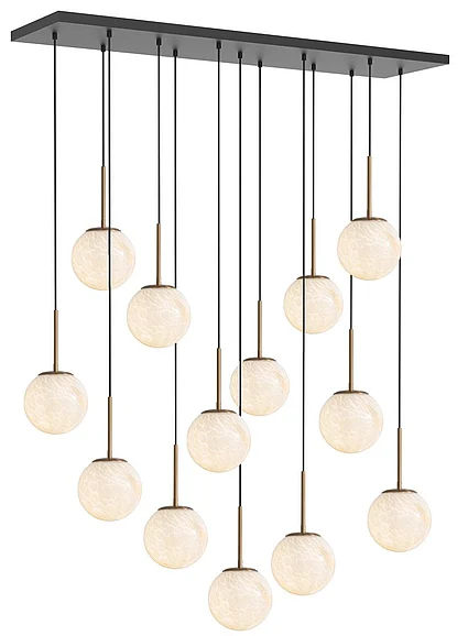 Vinci Lighting Pearl Chandelier in Aged Brass Body with Matt Black Canopy C77713L-AB/BK