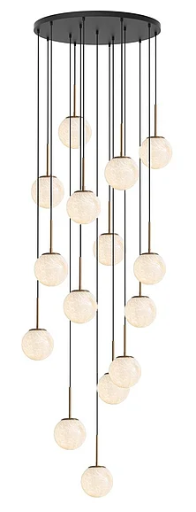 Vinci Lighting Pearl Chandelier in Aged Brass Body with Matt Black Canopy C77715-AB/BK