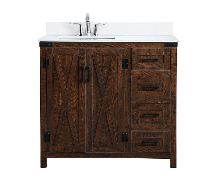 Elegant 36 In. Single Bathroom Vanity in Espresso with Backsplash VF90236EX-BS