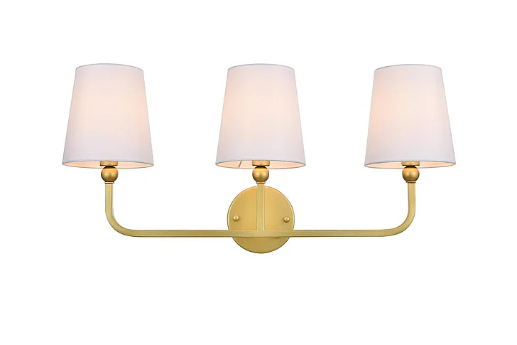 Elegant Colson 3 Light Brass and Clear Bath Sconce LD7322W26BRA