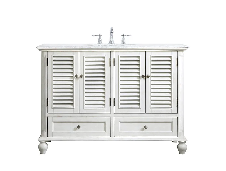 Elegant 48 In. Single Bathroom Vanity in Antique White VF30548AW