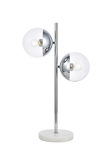 Elegant Eclipse 2 Lights Chrome Table Lamp with Clear Glass LD6155C