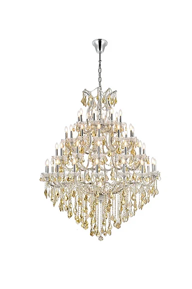 Elegant Maria Theresa 49 Light Chrome Chandelier Golden Teak (Smoky) Royal Cut Crystal 2800G46C-GT/RC