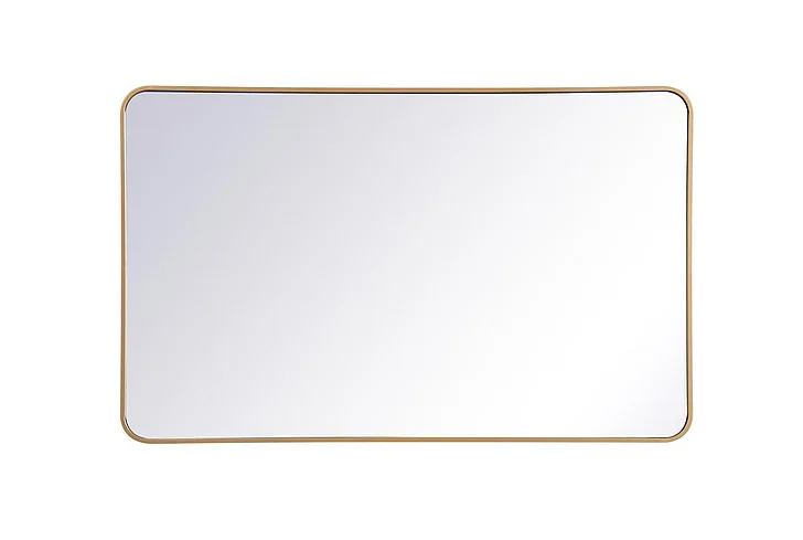 Elegant Soft Corner Metal Rectangular Mirror 30X48 In. in Brass MR803048BR