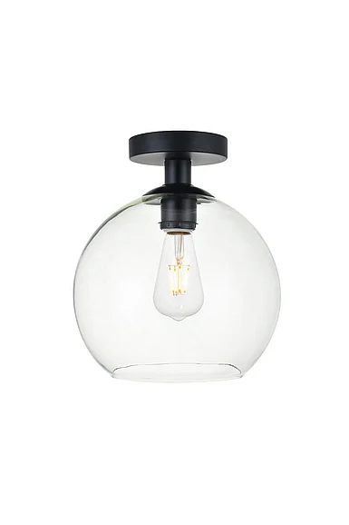 Elegant Baxter 1 Light Black Flush Mount with Clear Glass LD2210BK