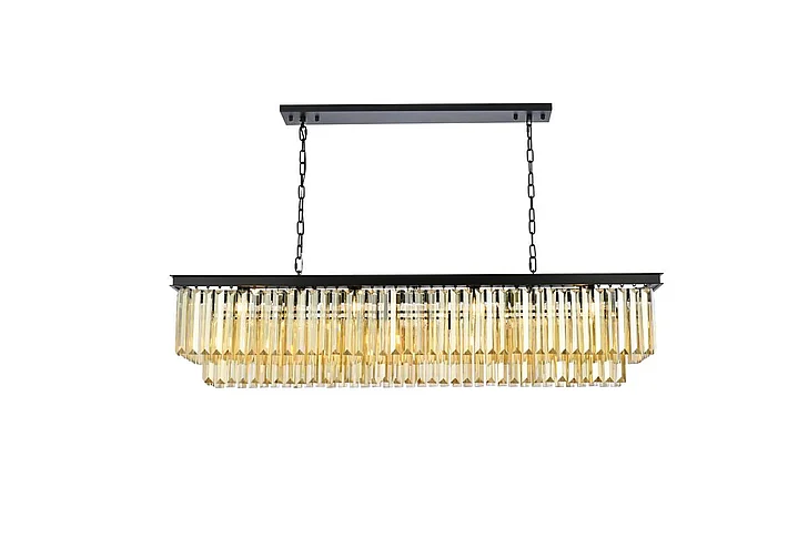 Elegant Sydney 12 Light Matte Black Chandelier Golden Teak (Smoky) Royal Cut Crystal 1232D60MB-GT/RC