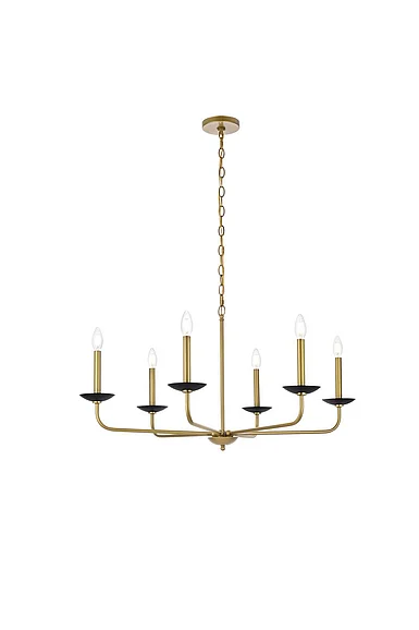 Elegant Cohen 36 In. Pendant in Black and Brass LD812D36BRK