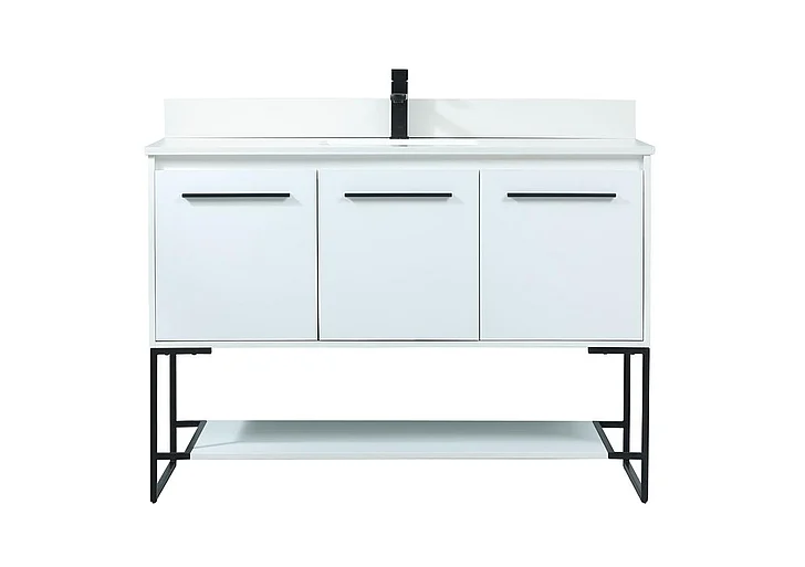 Elegant 48 In. Single Bathroom Vanity in White with Backsplash VF42548MWH-BS CLOSEOUT