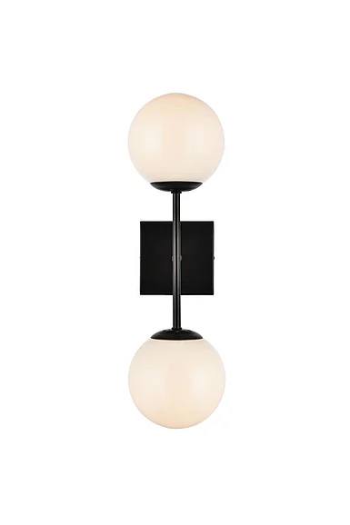 Elegant Neri 2 Lights Black and White Glass Wall Sconce LD2358BK