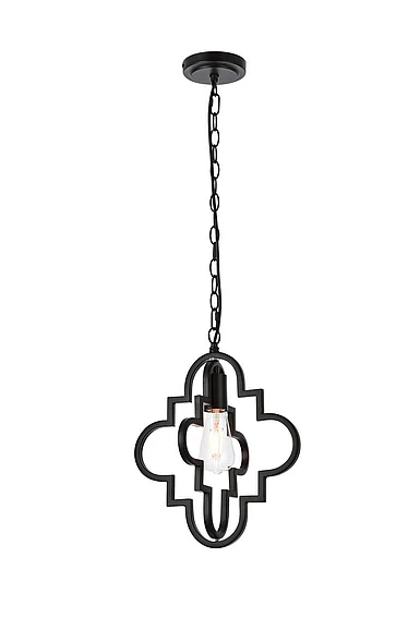 Elegant Sandara 1 Light Pendant in Black LD7062D12BK CLOSEOUT
