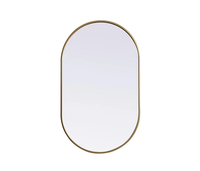 Elegant Metal Frame Oval Mirror 24X40 In. in Brass MR2A2440BRS