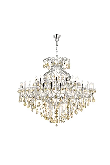 Elegant Maria Theresa 49 Light Chrome Chandelier Golden Teak (Smoky) Royal Cut Crystal 2800G72C-GT/RC