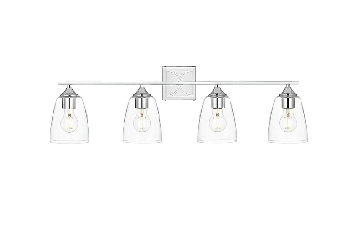 Elegant Harris 4 Light Chrome and Clear Bath Sconce LD7309W34CH CLOSEOUT