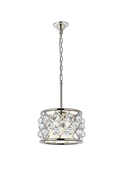 Elegant Madison 3 Light Polished Nickel Pendant Clear Royal Cut Crystal 1214D12PN/RC