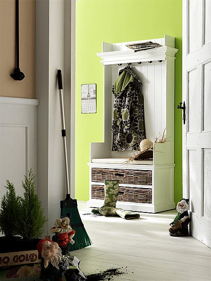 Nova Solo Halifax Entryway Coat Rack & Bench Unit in White CA593