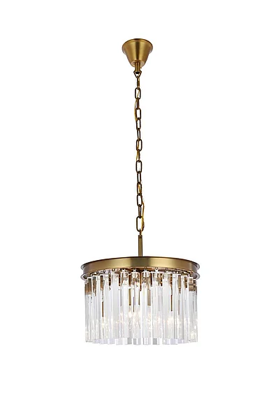 Elegant Sydney 16 In. Round Crystal Pendant in Satin Gold 1208D16SG/RC
