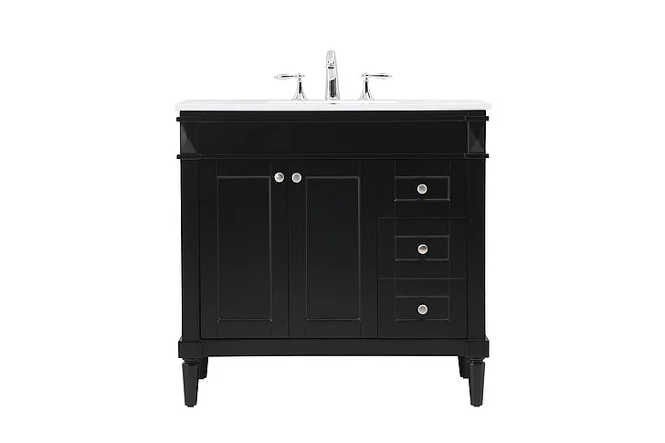 Elegant 36 In. Single Bathroom Vanity in Black VF31836BK