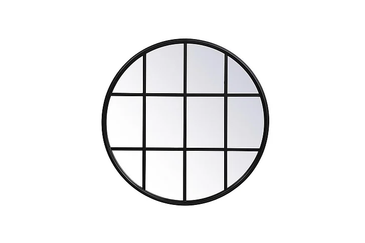 Elegant Metal Windowpane Mirror 28 In. x 28 In. in Black MR632828BK