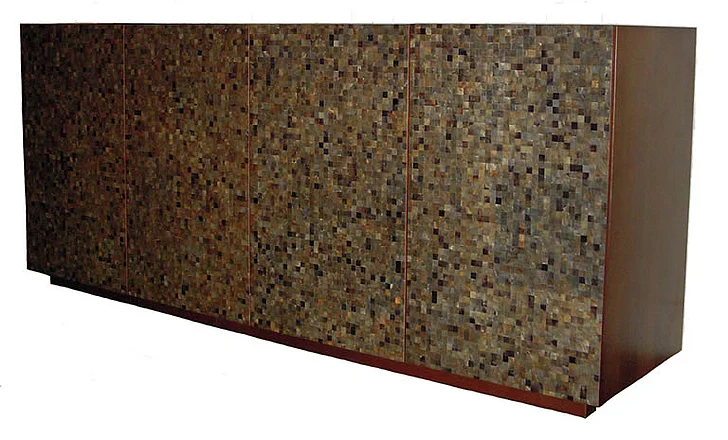 Indo Puri Atlas Sideboard with Grey Penshell in Walnut Brown