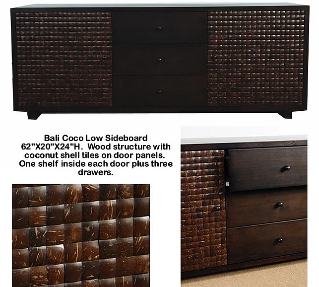 Indo Puri Bali Low Credenza in Espresso/ Coco