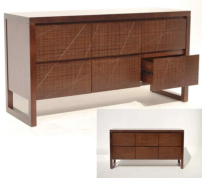 Indo Puri Benoa 6-Drawer Dresser in Medium Brown