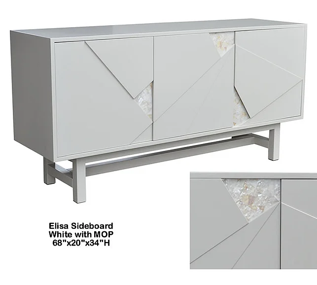 Indo Puri Elisa Cubism Sideboard in White