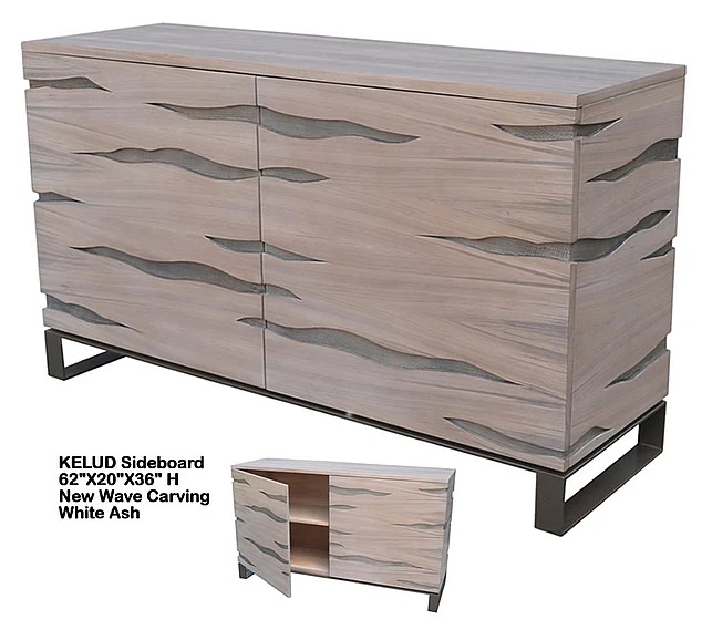 Indo Puri Kelud 2 Door Sideboard in White Ash