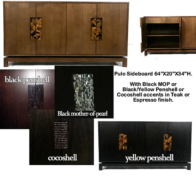 Indo Puri Pulo Sideboard with Mother of Pearl in Espresso