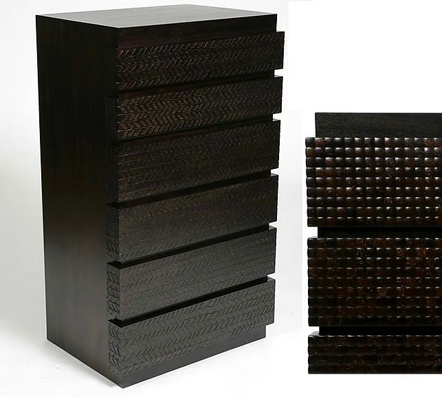 Indo Puri Quill Tall Drawer Dresser in Espresso