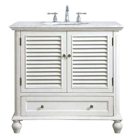 Elegant 36 In. Single Bathroom Vanity in Antique White VF30536AW
