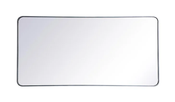 Elegant Soft Corner Metal Rectangular Mirror 30X60 In. in Silver MR803060S