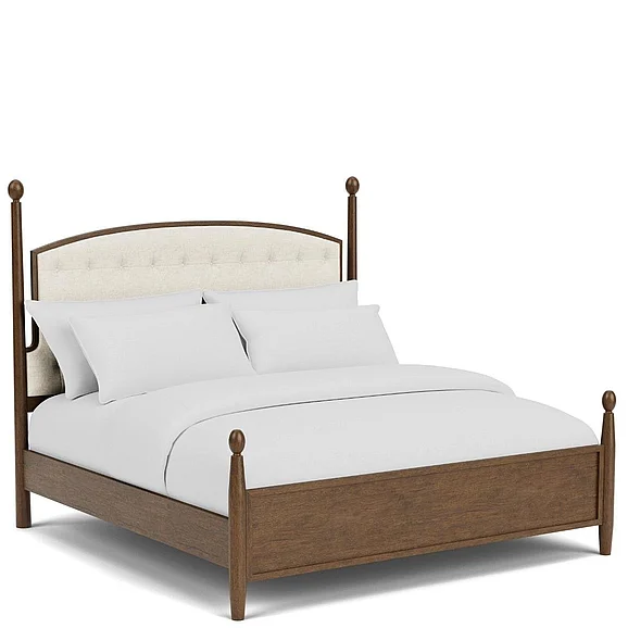Riverside Furniture Calhoun Queen Upholstered Panel Bed in Whiskey Oak