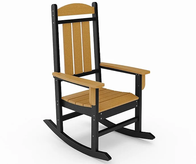 SoPoly Callway Porch Rocker in Black and Boardwalk Brown CALPR1-BL-BO