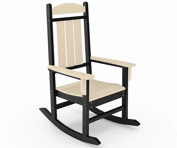 SoPoly Callway Porch Rocker in Black and Tybee Sand CALPR1-BL-TY