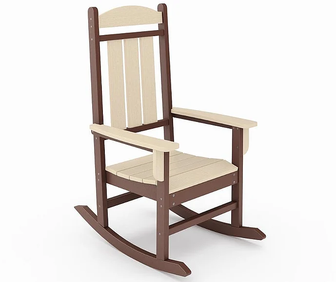 SoPoly Callway Porch Rocker in Pecan Brown and Tybee Sand CALPR1-PE-TY