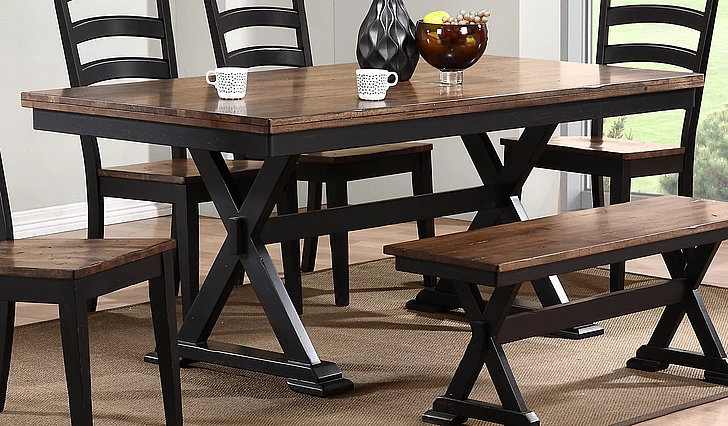 Urban Styles Cambridge Rectangular Dining Table in Rustic Oak and Black 1810