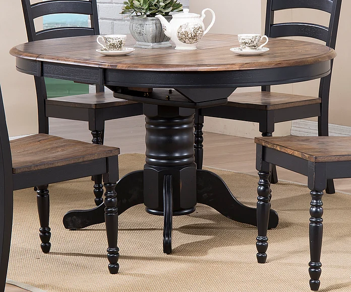 Urban Styles Cambridge Round Dining Table in Rustic Oak and Black