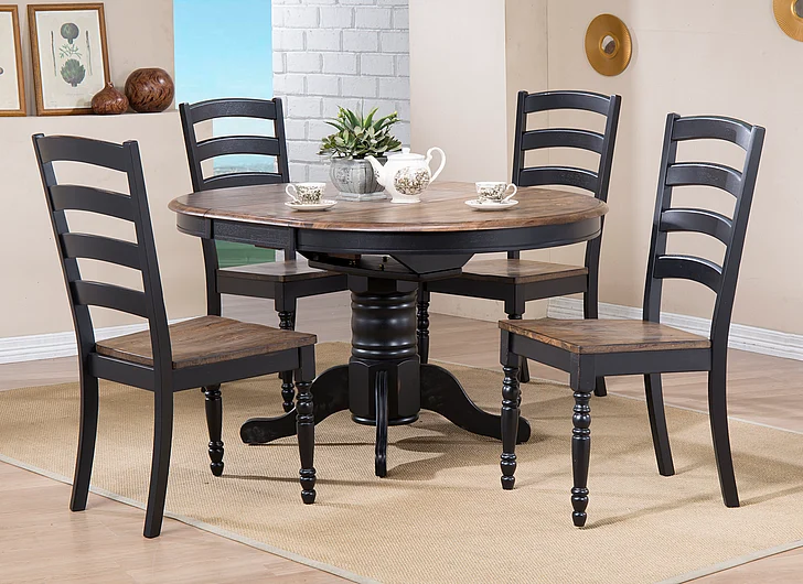 Urban Styles Cambridge 6pc Round Dining Set in Rustic Oak and Black
