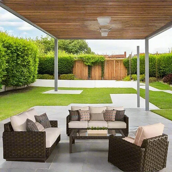 South Sea Outdoor Cambridge 2pc Living Room Set in Brown Faux Leather