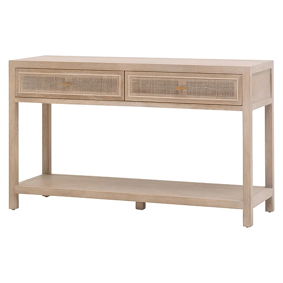 Essentials for Living Cane 2-Drawer Entry Console in Smoke Gray Oak 8088.SGRY-OAK/CN