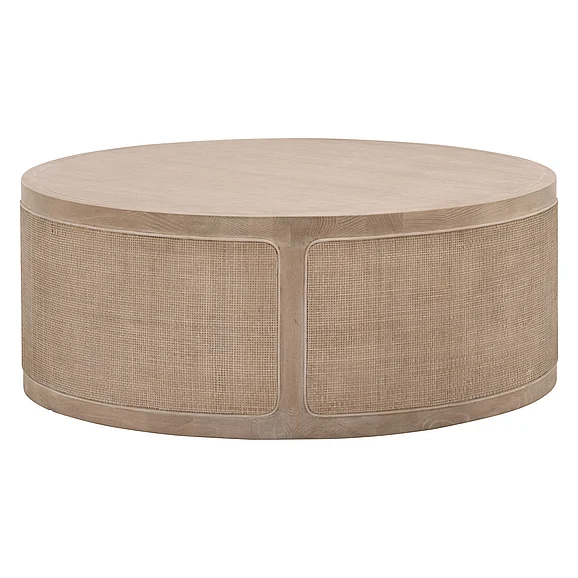 Essentials for Living Cane Coffee Table in Smoke Gray Oak 8091.SGRY-OAK/CN