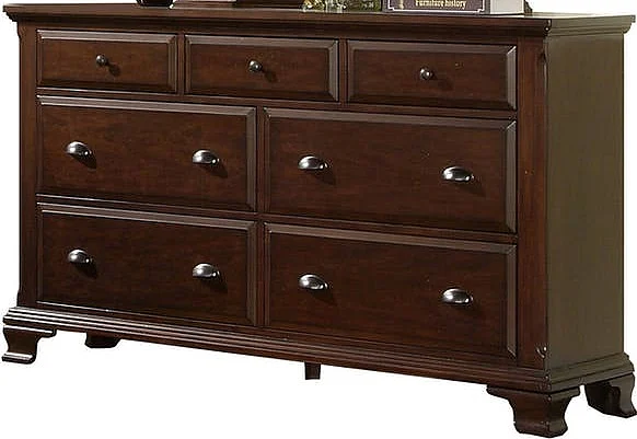 Elements International Canton Cherry 7 Drawers Dresser in Dark Wood CN600DR