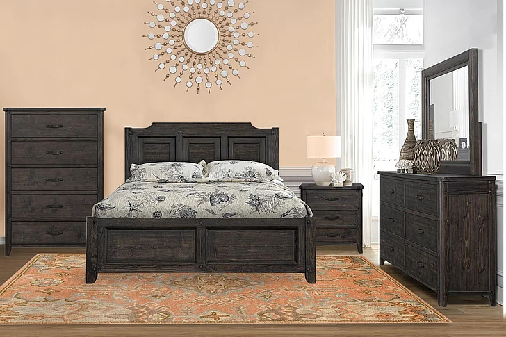 Cottage Creek Canyon River 4pc Panel Bedroom Set in Rich Brown