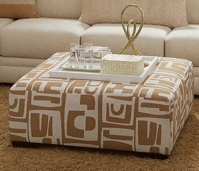 Furniture of America Carleton Ottoman in Ivory/Tan SM5172-OT