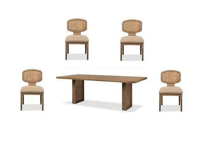 Modus Furniture Carlisle 5pc Fixed Dining Table Set in Toffee Crunch