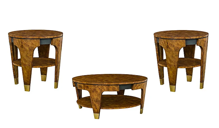 Oliver Home Carmel 3pc Occasional Set in Rustic Burl