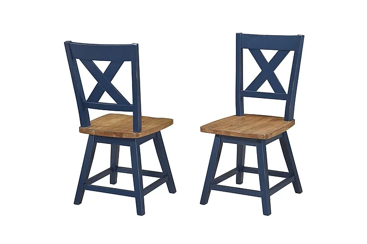 Urban Styles Carmel Swivel Dining Chair in Hazelnut & Navy Blue 1805