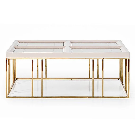 AICO Carmela Cocktail Table in Shimmer Ivory LFR-CRMA201-141