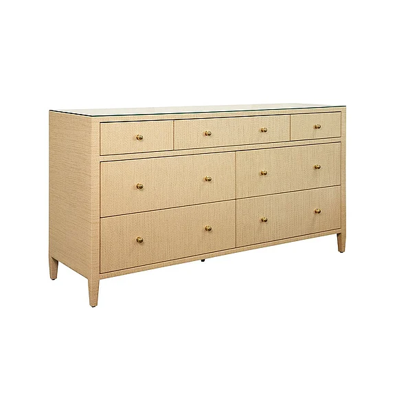 Worlds Away Seven Drawer Chest in Natural Grasscloth CARNEGIE NAT